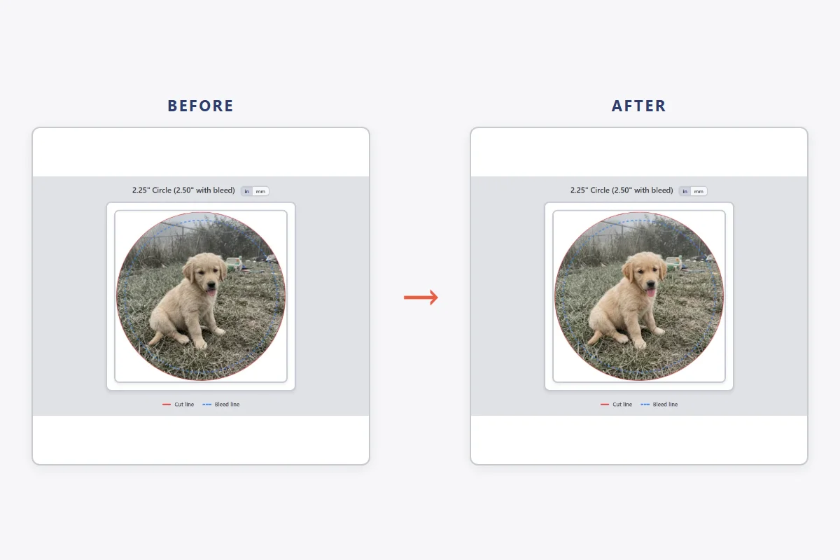 A washed-out photo before AI enhancement and the same photo after, with restored colour