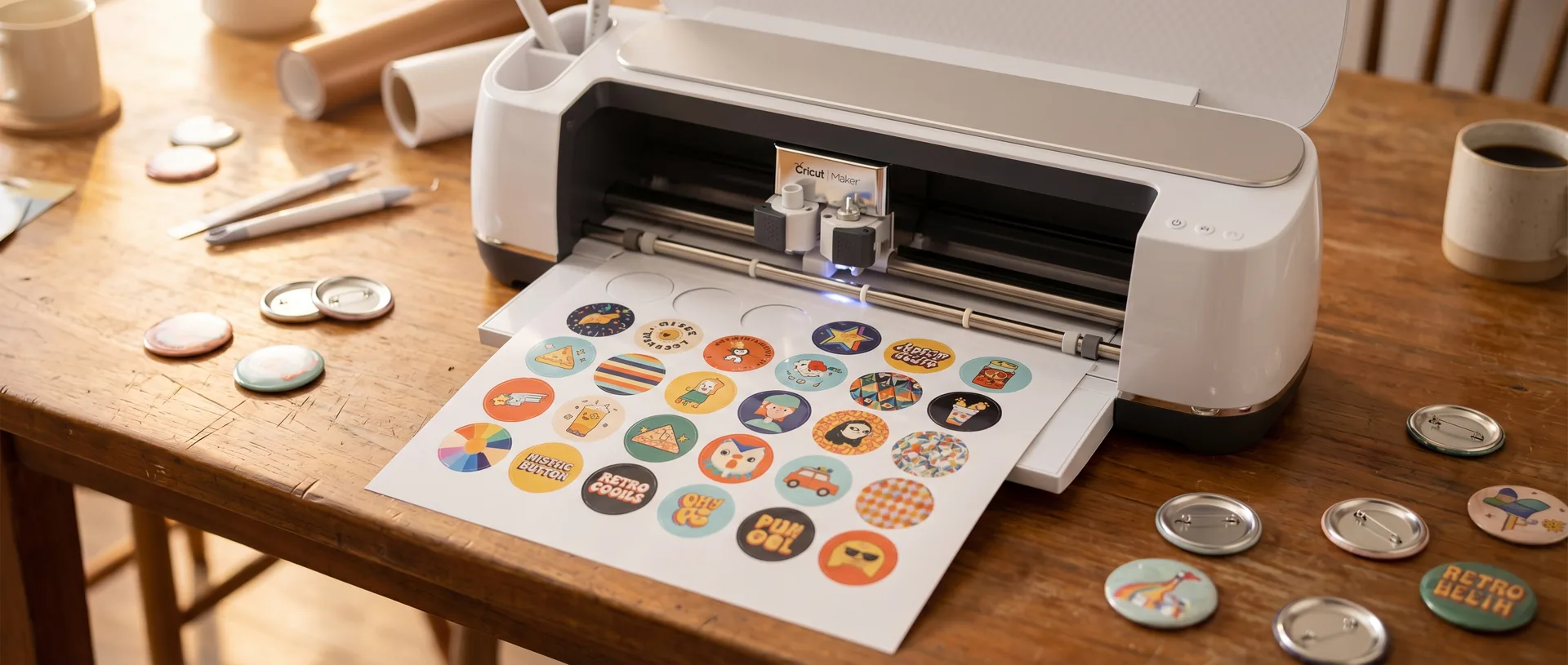 Cutout templates being cut on a Cricut machine