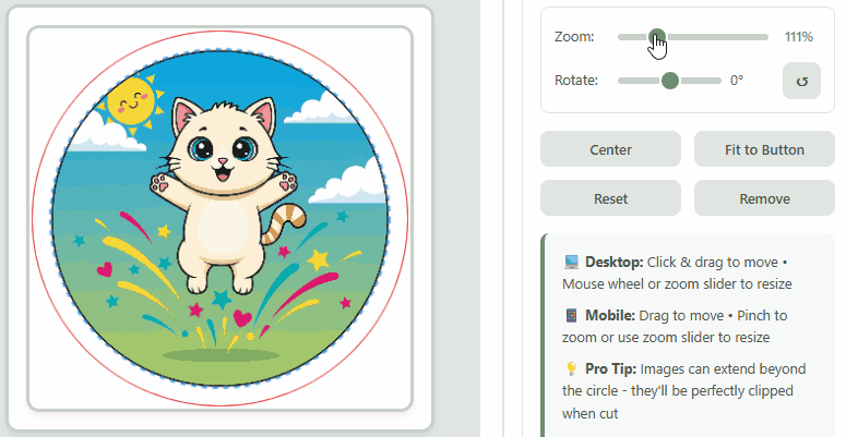 Uploading and positioning an image on a cutout template