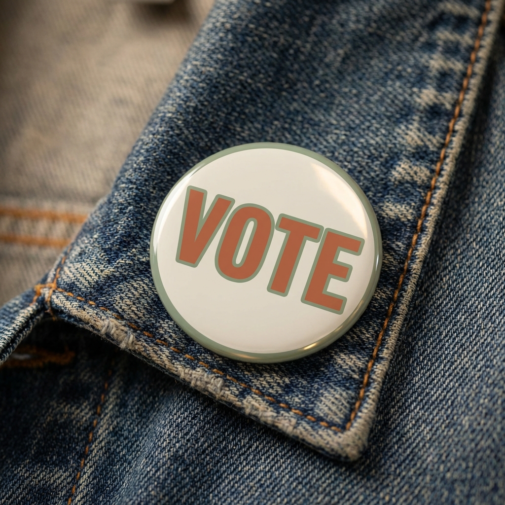 Campaign VOTE design on denim jacket